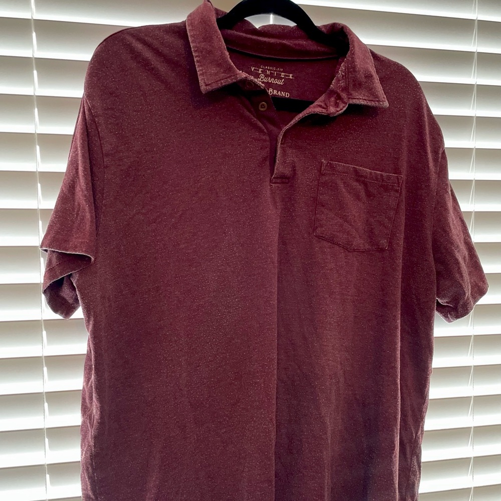 Mens Lucky Brand Burnout Button Up